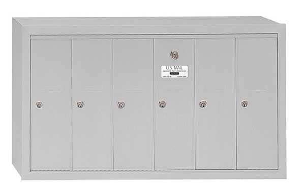 Vertical Mailbox, Aluminum, Powder Coated, 6 Doors, Surface, -