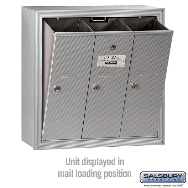 Vertical Mailbox, Aluminum, Powder Coated, 3 Doors, Surface, -