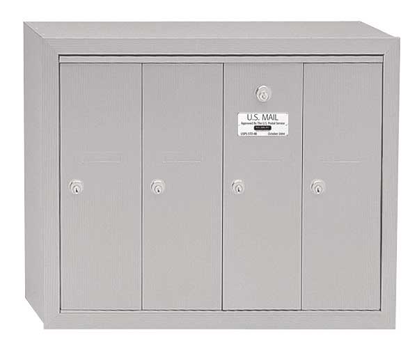 Vertical Mailbox, Aluminum, Powder Coated, 4 Doors, Surface, -