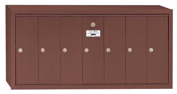 Vertical Mailbox, Bronze, Powder Coated, 7 Doors, Surface, -