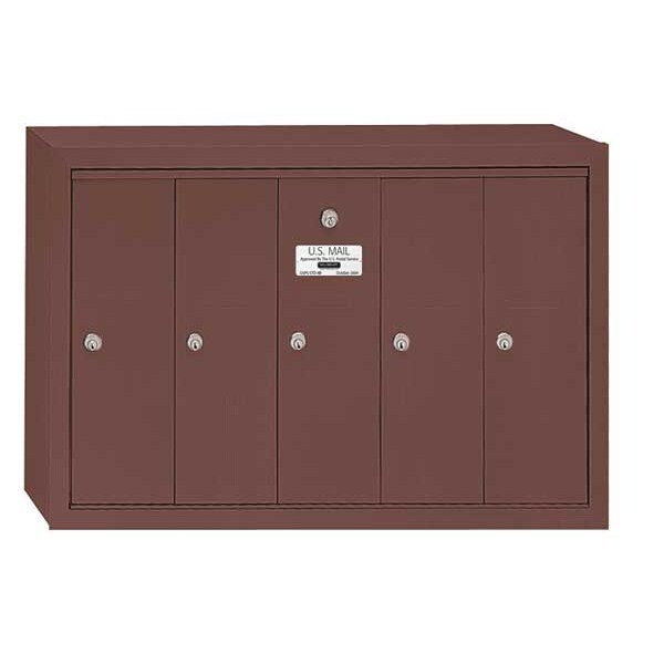 Vertical Mailbox, Bronze, Powder Coated, 5 Doors, Surface, -