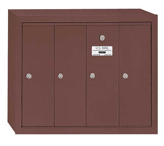 Vertical Mailbox, Bronze, Powder Coated, 4 Doors, Surface, -