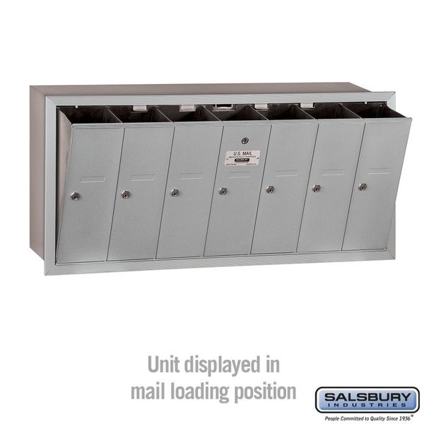 Vertical Mailbox, Aluminum, Powder Coated, 7 Doors, Recessed, -