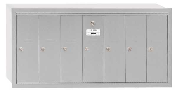 Vertical Mailbox, Aluminum, Powder Coated, 7 Doors, Recessed, -