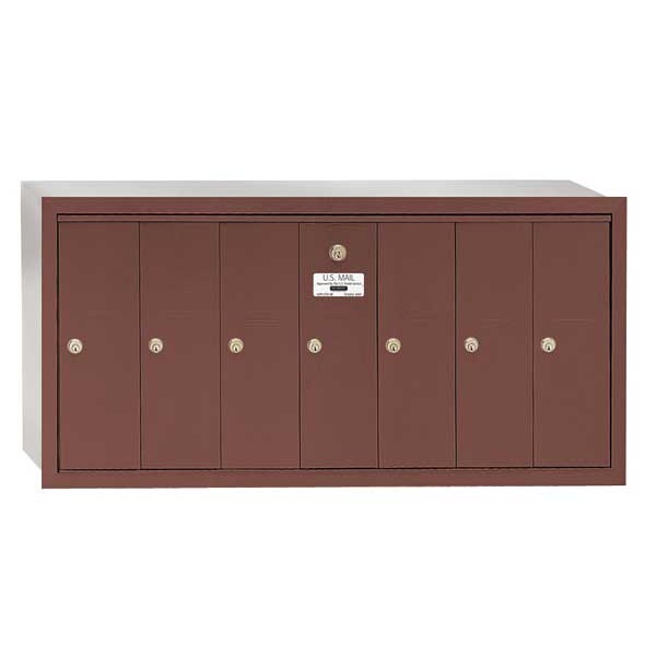 Vertical Mailbox, Bronze, Powder Coated, 7 Doors, Recessed, -