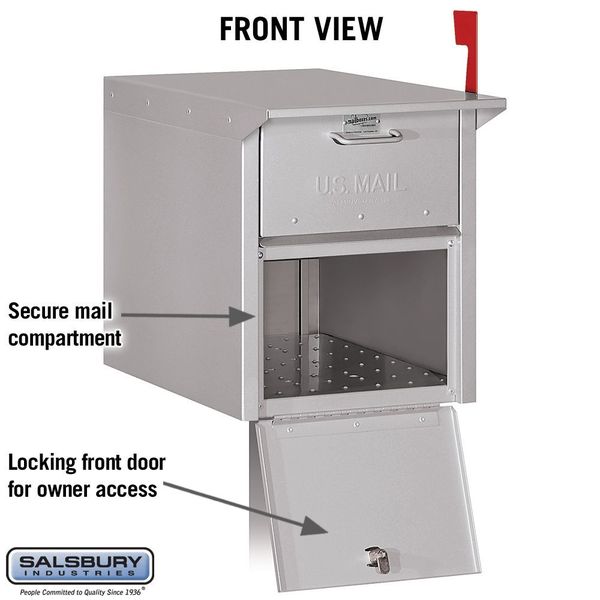 Mail Chest, Silver, Powder Coated, Pedestal, -