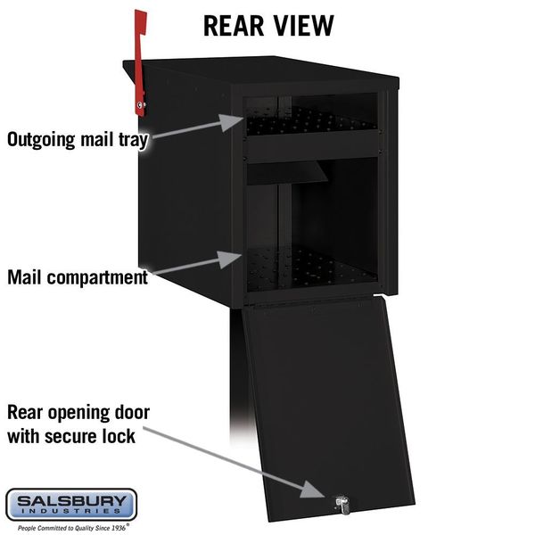 Mail Chest, Black, Powder Coated, Pedestal, -