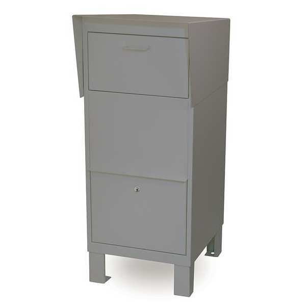 Courier Box, Gray, Powder Coated, Free Standing, -