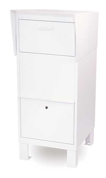 Courier Box, White, Powder Coated, Free Standing, -