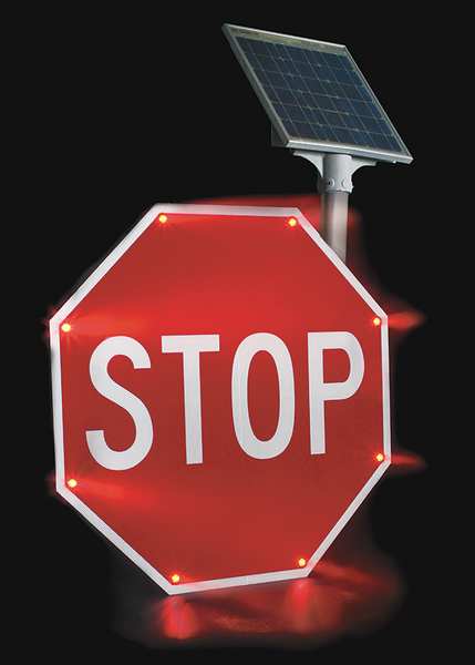 Blinkersign, R1-1, 30in, Stop, DG3, Red, Solar