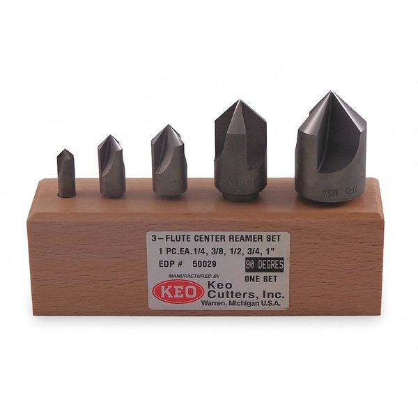 Countersink Set, 5 PC, 3 Fl, 100 Deg, Co