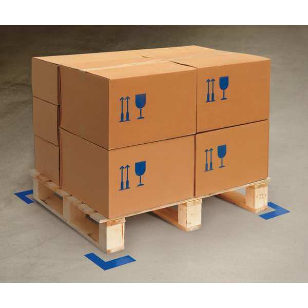 Floor Marking Tape, Angle, 2In W, Bl, PK100