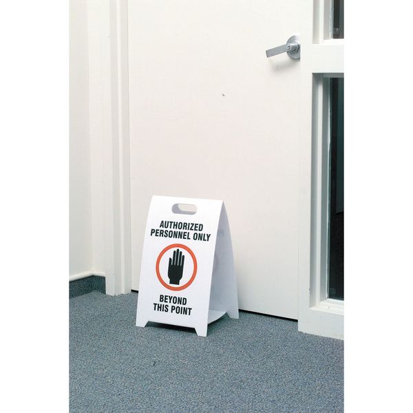 Floor Safety Sign, 20 in H, 12 in W, Corrugated Plastic, Triangle, English, TP-DPERO