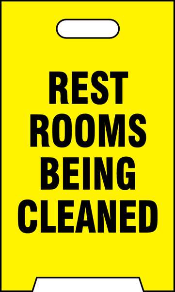 Restroom Sign, 20 in Height, 12 in Width, Plastic, Triangle, English