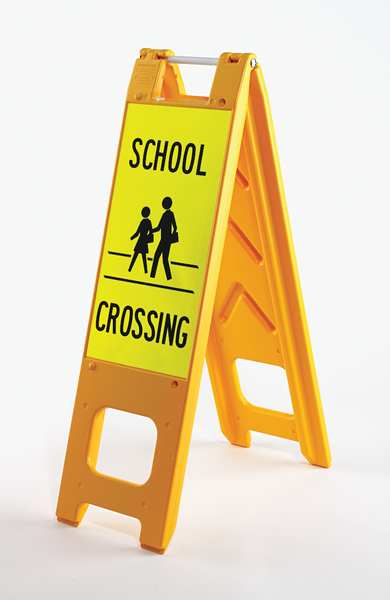 School Zone Sign, 45 in Height, 13 in Width, Plastic, Vertical Rectangle, English