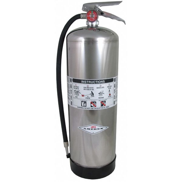 Fire Extinguisher, Class A, Agent: Water, UL Rating 2A, Rechargeable, 2.5 capacity, 55 ft Range