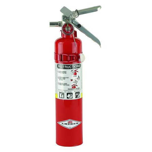 Fire Extinguisher, Class ABC, UL Rating 1A:10B:C, 195 psi, Rechargeable, 2.5 lb capacity