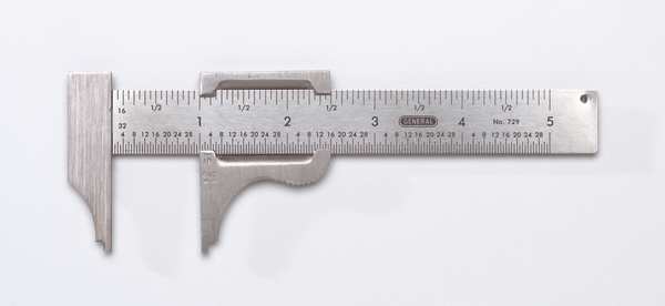 Vernier Caliper, 4 In, SS, 1/16, 1/32 Grad