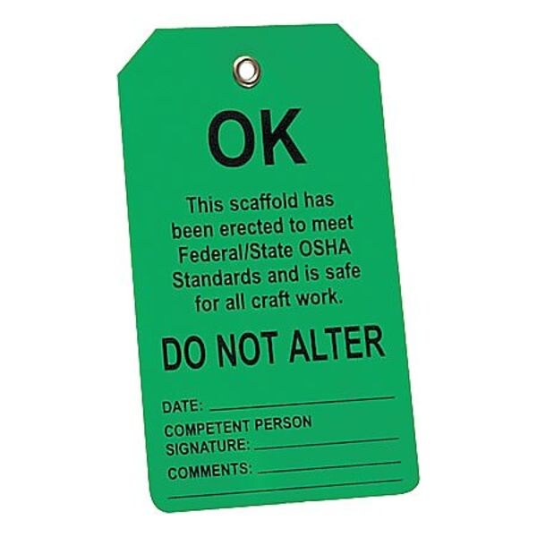 Saf Tag, 5-7/8 x 3-3/8 In, Bk/Grn, Met, PK25
