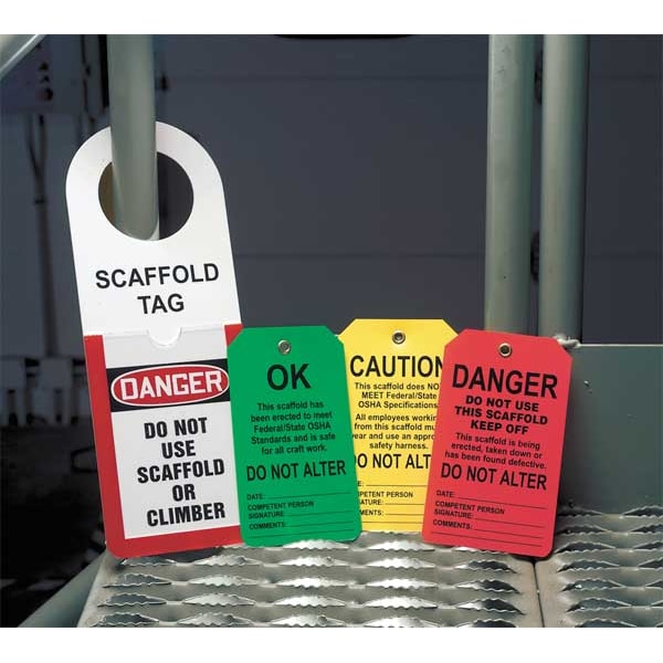 Saf Tag, 5-7/8 x 3-3/8 In, Bk/Grn, Met, PK25