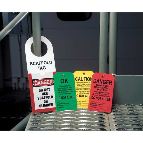 Saf Tag, 5-7/8 x 3-3/8 In, Bk/Grn, Met, PK25