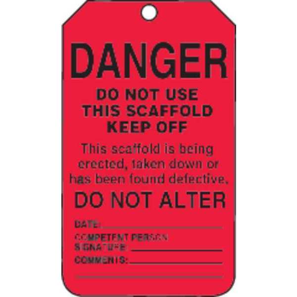 Danger Tag, 5-7/8 x 3-3/8 In, Bk/R, PK25