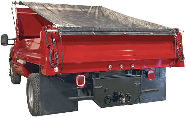 Roller Tarp Kit, 6 ft 6 in x 15 ft, 10 mil, PVC Coated Polyester, Standard Duty, Gray/Black