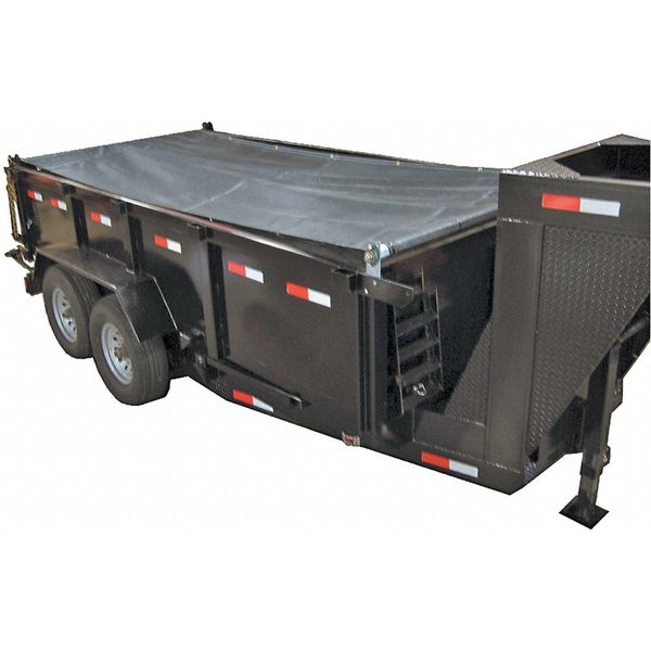 Roller Tarp Kit, 6 ft 6 in x 15 ft, 10 mil, PVC Coated Polyester, Standard Duty, Gray/Black