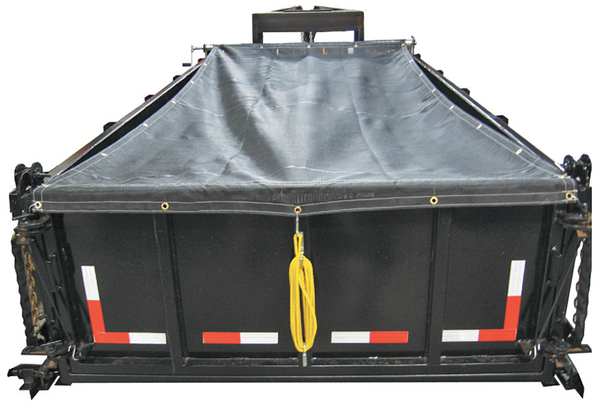 Roller Tarp Kit, 6 ft 6 in x 15 ft, 10 mil, PVC Coated Polyester, Standard Duty, Gray/Black