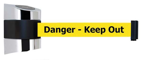 Belt Barrier, Chrome, Belt Color Yellow