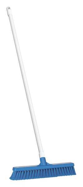 16 in Sweep Face Broom, Soft, Synthetic, Blue, 53 in L Handle