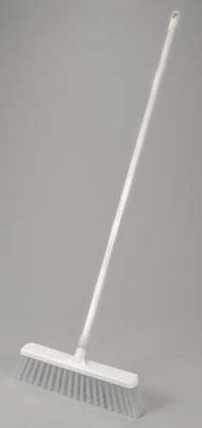 20-7/64 in Sweep Face Broom, Stiff, Synthetic, White, 53 in L Handle