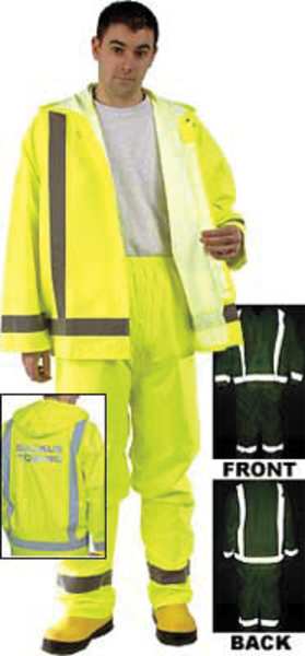 Rain Jacket w/Hood, Hi-Vis Yellow/Green, 2XL