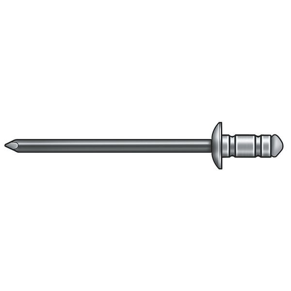 Blind Rivet, Dome Head, 1/8 in Dia., 3/8 in L, Copper Body, 500 PK