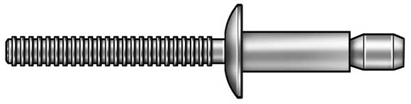 Blind Rivet, Flanged Head, 3/16 in Dia., 35/64 in L, Steel Body, 250 PK