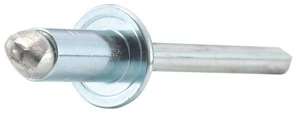 Blind Rivet, Flanged Head, 3/16 in Dia., 27/64 in L, Stainless Steel Body, 100 PK