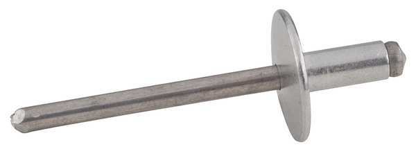 Blind Rivet, Flanged Head, 3/16 in Dia., 27/64 in L, Aluminum Body, 250 PK