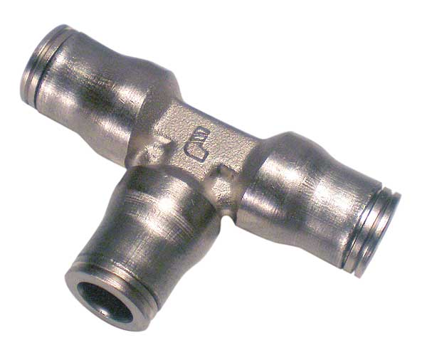 Nickel Plated Brass Union Tee, 1/4 in Tube Size