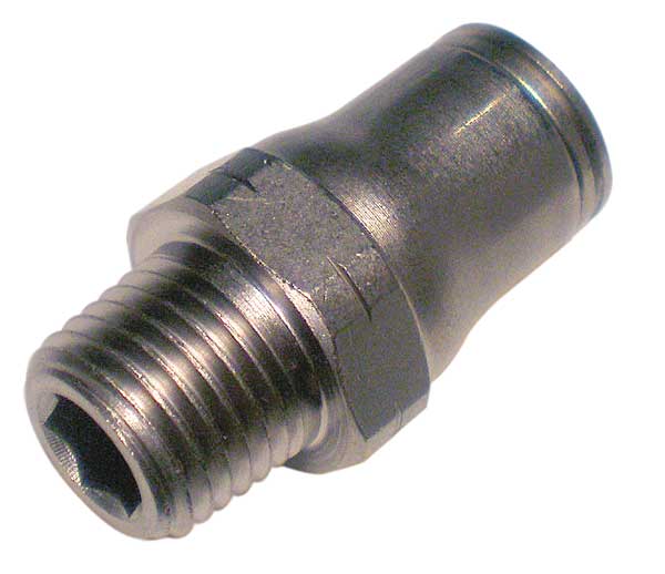 Nickel Plated Brass Male Connector, 1/4 in Tube Size