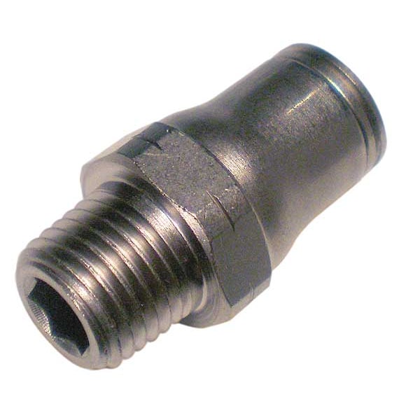 Nickel Plated Brass Male Connector, 15/32 in Tube Size