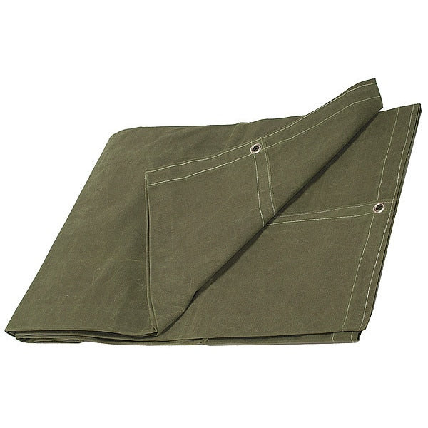 Tarp, 6 x 10 ft, 20 Mil, Cotton Canvas, Standard Duty, Green, Mildew Resistant