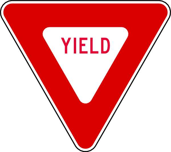 Yield Traffic Sign, 24 in H, 24 in W, Aluminum, Triangle, English, R1-2-24HA