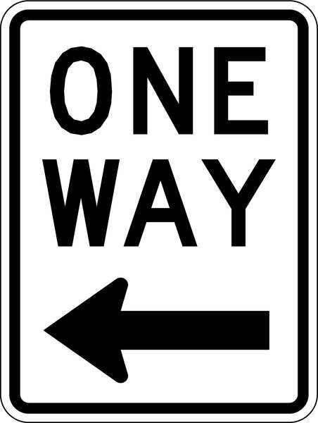 One Way Traffic Sign, 24 in H, 18 in W, Aluminum, Vertical Rectangle, English, R6-2L-18DA