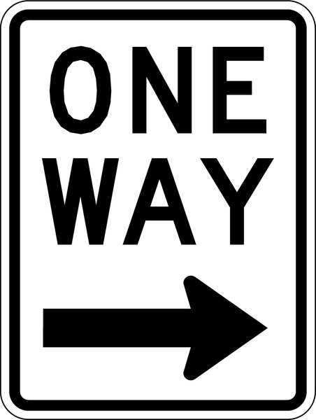 One Way Traffic Sign, 24 in H, 18 in W, Aluminum, Vertical Rectangle, English, R6-2R-18DA