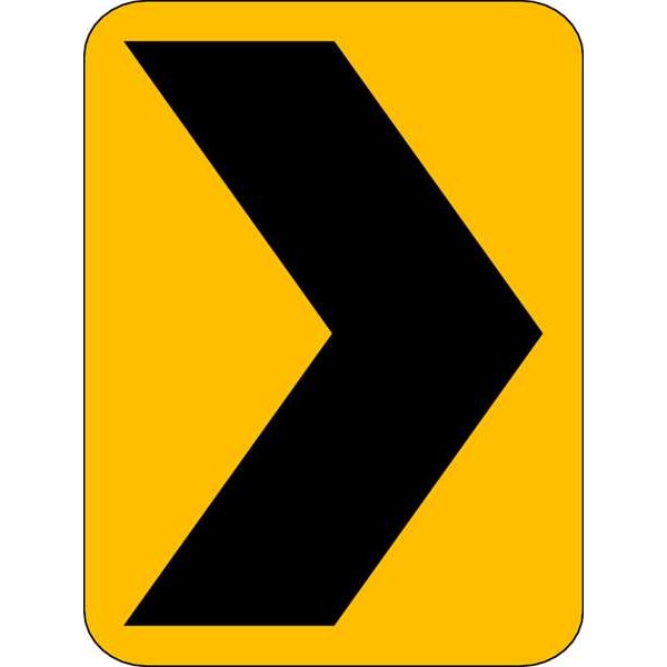 Chevron Symbol Traffic Sign, 24 in H, 18 in W, Aluminum, Vertical Rectangle, No Text, W1-8-18HA