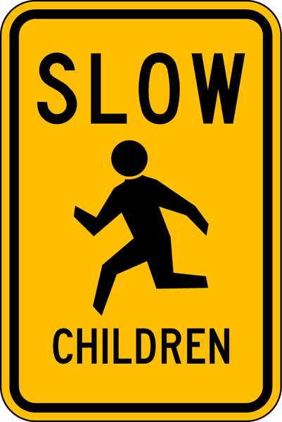 Children at Play Traffic Sign, 24 in H, 18 in W, Aluminum, Vertical Rectangle, LW9-13-18HA