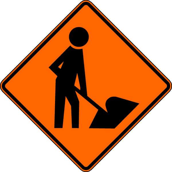Construction Ahead Traffic Sign, 30 in Height, 30 in Width, Aluminum, Diamond, No Text