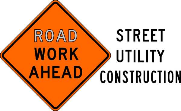 Construction Work Ahead Traffic Sign, 30 in Height, 30 in Width, Aluminum, Diamond, English