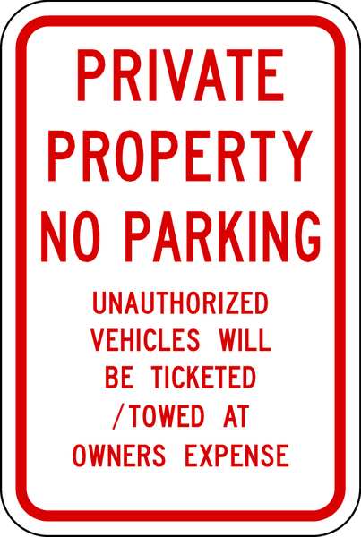 Private Property No Parking Sign, 18