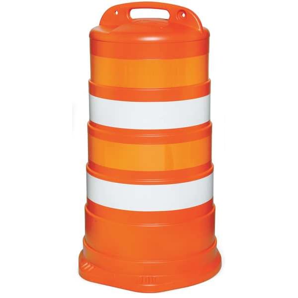Traffic Barrel, White/Orange, HDPE
